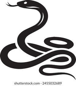 Sleek Snake Silhouette black vector illustration.