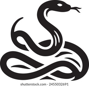 Sleek Snake Silhouette black vector illustration.