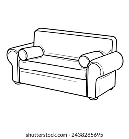 Sleek sofa chair outline icon in scalable vector format.