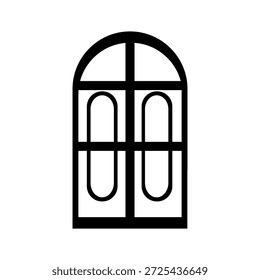 Un elemento de diseño de ventana arqueada elegante y sofisticado en negro, perfecto para agregar un toque de elegancia a cualquier proyecto arquitectónico o de diseño.