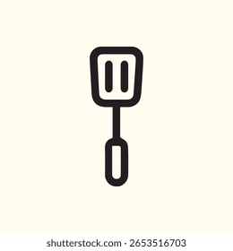 Sleek spatula icon for designs featuring cooking food preparation and kitchenware Simple clean line art Minimalist vector image on a soft background