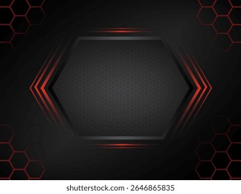 Sleek sporty background featuring dark tones and red hexagon patterns. Ideal for athletic branding, high-performance visuals, tech designs, or modern digital backgrounds with an edgy vibe.
