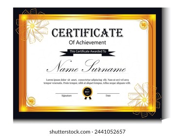 "Diseño de certificado elegante y con estilo, perfecto para honrar los logros y reconocer la excelencia con elegancia atemporal".