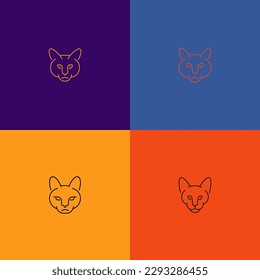 Elegante y elegante: Un diseño de una cabeza de gato en el arte de la línea