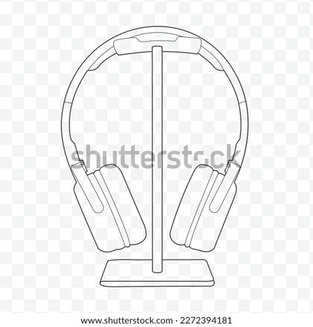 Sleek and Stylish Headphone Stand and Headset Holder, Vector Outlined Design for Ultimate Organization and Display