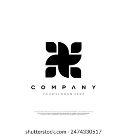 Sleek and stylish logo featuring an abstract four-petaled design perfect for modern businesses