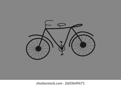 A sleek and stylish minimalist bicycle sketch featuring a simple line drawing in black and white. This retro bike illustration showcases clean geometric shapes, a classic frame outline, and a single-s