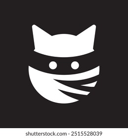 A sleek and stylish ninja cat logo design, perfect for pet stores, stealth-related branding, or video game logos. The design merges mystery and agility in a fun, minimalist way