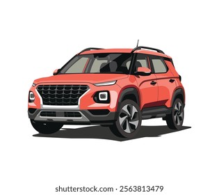 Sleek and stylish red SUV, perfect for showcasing modern automotive design and urban lifestyle. Ideal for car advertisements and promotional materials