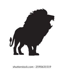 Sleek and Stylish Roaring Lion Silhouette for Minimalist Artworks - Lion Vector - Lion Icon
