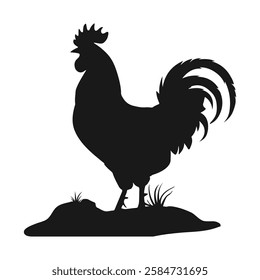 A sleek and stylish rooster silhouette, embodying the charm and character of traditional farm life in a minimalist design.