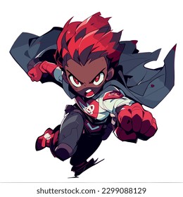 sleek and stylish superhero character white background