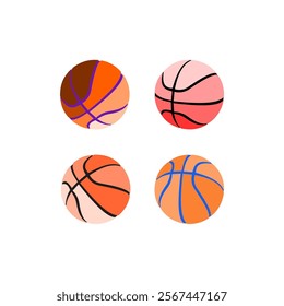 Sleek and stylish vector graphics depicting basketballs with simple, clean lines. Ideal for modern designs, posters, and promotional materials.