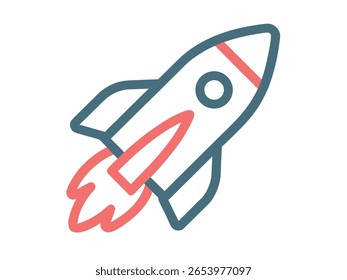 A sleek, stylized rocket icon with a flame trail, suitable for space, technology, or startup themes.
