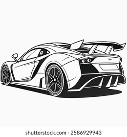 Sleek Supercar Front View Line Art Illustration