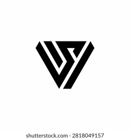 Sleek SV or VS monogram logo forming an inverted triangle with integrated S lines. Unique, elegant mark perfect for cybersecurity, automotive tech, AI ventures, and fintech.