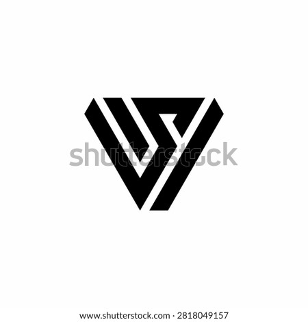 Sleek SV or VS monogram logo forming an inverted triangle with integrated S lines. Unique, elegant mark perfect for cybersecurity, automotive tech, AI ventures, and fintech.