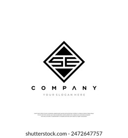 Sleek and symmetrical SE monogram logo with a clean sans-serif font for company branding