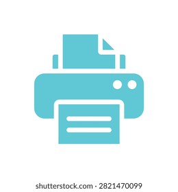 A sleek turquoise printer icon designed with a paper sheet emerging from the top tray for a fresh and professional look