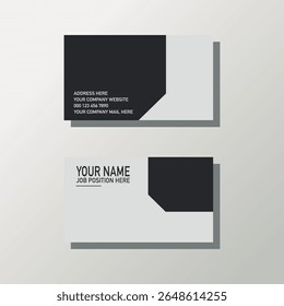A sleek, two-sided business card design with a black and light grey color scheme.