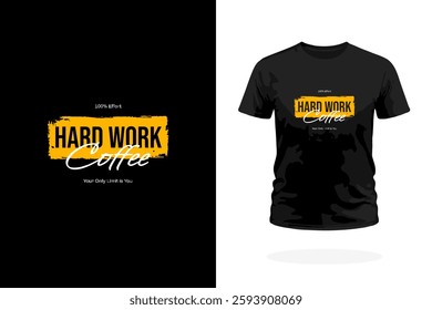 Sleek typography design with the phrase Hard Work Coffee. Ideal for coffee lovers, hustlers, and entrepreneurs who thrive on caffeine and determination. Great for T-shirts, mugs, and posters