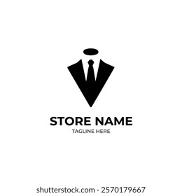 Sleek "V" shaped logo formed by a suit and tie, symbolizing professionalism and success. Ideal for men's fashion brands