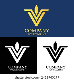 Sleek V symbol on a modern color scheme