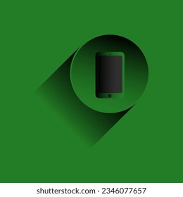 Sleek vector cellphone icon with a vibrant green back screen, perfect for tech-related graphics and eco-friendly concepts. 
