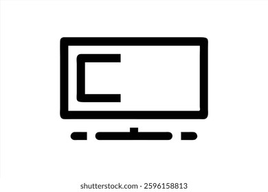 A sleek vector design shows a computer monitor with a minimalist style. The monitor features a sharp outline and a clean appearance, suitable for digital applications.