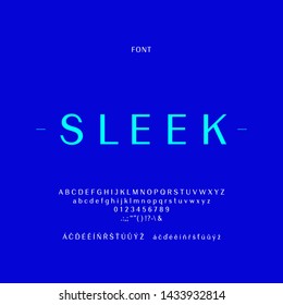 Sleek vector font. Contrast Sans-serif. Includes: uppercase and lowercase letters, numbers, punctuation marks, czech.
