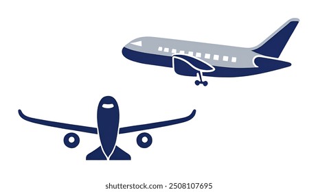 A sleek vector icon of an airplane, ideal for travel, aviation, and transportation projects. This versatile design is perfect for use in logos, apps, websites, and promotional materials related to air