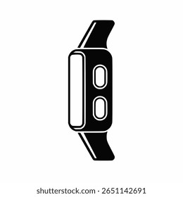 A sleek vector illustration of a black smartwatch, representing wearable technology, fitness tracking, or modern communication devices.