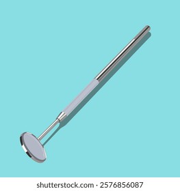 A sleek vector illustration of a dental mouth examination mirror with a polished metal handle and reflective surface, ideal for dental branding, educational materials, and oral health designs.