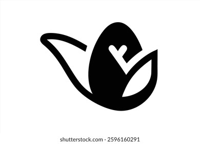A sleek vector illustration features a tulip with an integrated heart shape. The design emphasizes simplicity and elegance, suitable for various creative projects or designs.