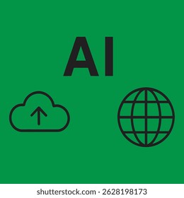 A sleek vector illustration representing AI-driven technology, featuring microchips, graphs, charts, cloud computing, and data visualization. Ideal for digital transformation and innovation concepts.