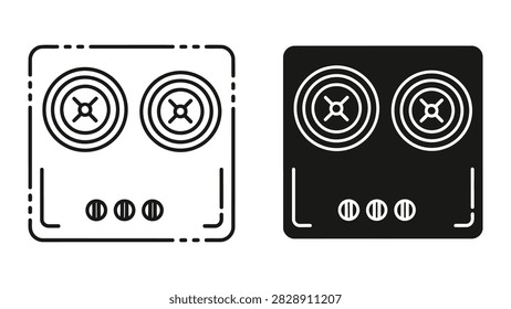 A sleek vector illustration of a two-burner kitchen stove top. This professional graphic is perfect for home appliance websites cooking blogs culinary design projects and interior design apps.