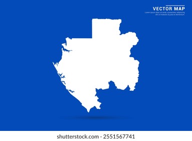 Sleek vector map of Gabon with a vibrant blue background and modern white silhouette. Ideal for digital projects, travel branding, presentations, and creative design concepts.