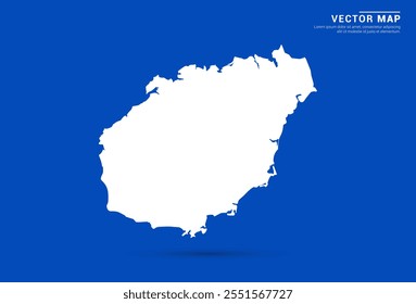 Sleek vector map of Hainan with a vibrant blue background and modern white silhouette. Ideal for digital projects, travel branding, presentations, and creative design concepts.