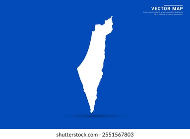 Sleek vector map of Israel with a vibrant blue background and modern white silhouette. Ideal for digital projects, travel branding, presentations, and creative design concepts.