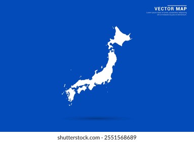 Sleek vector map of Japan with a vibrant blue background and modern white silhouette. Ideal for digital projects, travel branding, presentations, and creative design concepts.