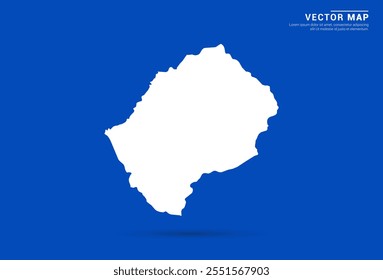 Sleek vector map of Lesotho with a vibrant blue background and modern white silhouette. Ideal for digital projects, travel branding, presentations, and creative design concepts.