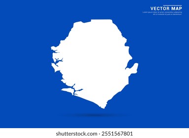 Sleek vector map of Sierra Leone with a vibrant blue background and modern white silhouette. Ideal for digital projects, travel branding, presentations, and creative design concepts.