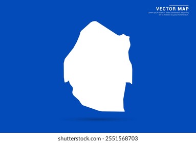 Sleek vector map of Swaziland with a vibrant blue background and modern white silhouette. Ideal for digital projects, travel branding, presentations, and creative design concepts.