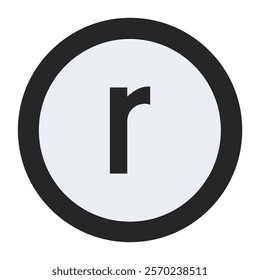 Sleek vector representation of the letter “r” in a bold black circular outline. Great for professional logos or minimalist design projects.