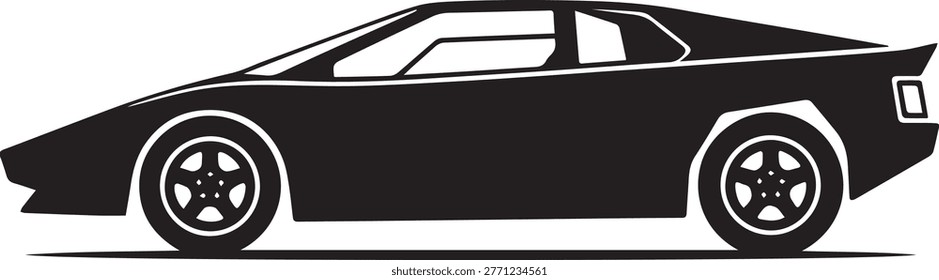 Sleek vector silhouette of a luxury V12 grand tourer with an iconic long hood and elegant fastback roofline.