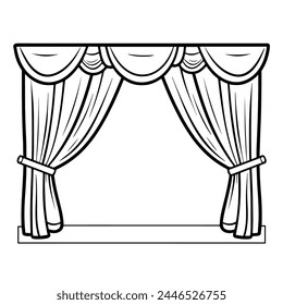 Sleek and versatile stage curtains silhouette icon for digital and print projects.