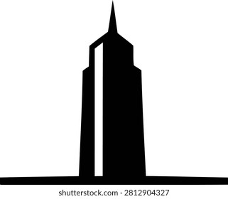 Sleek Vertical Silhouette Of A Modern High-Rise Skyscraper. Excellent For Financial Districts, Corporate Offices, And Real Estate Conglomerates