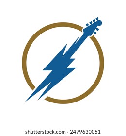 diseño de logotipo elegante y vibrante, con una fusión perfecta de una guitarra eléctrica