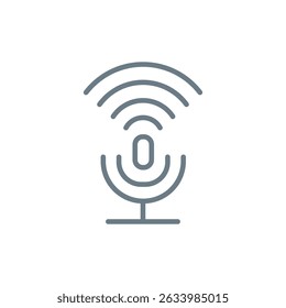 Sleek Voice Assistant Icon Featuring Stylized Microphone with Curved Sound Waves in Minimal Line Art