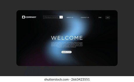 Modelo de design de site elegante com gradiente moderno e tipografia elegante para negócios e tecnologia